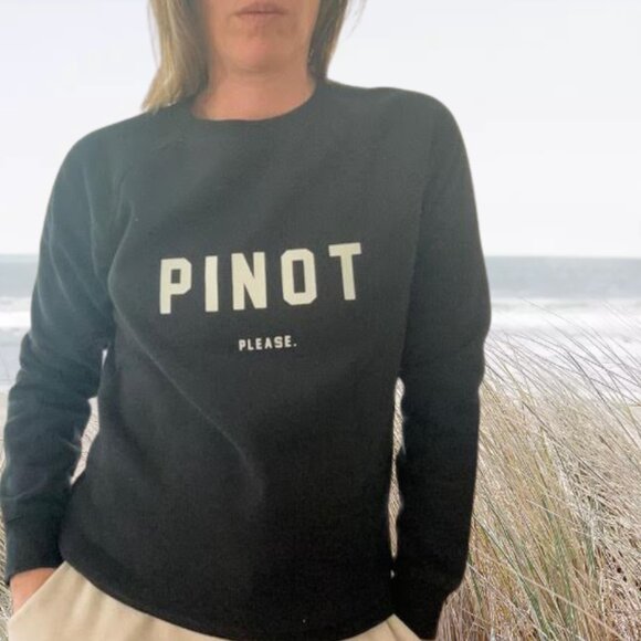 Brunette The Label's Classic Crew Neck Sweatshirt Pinot Please - Picture 2 of 7